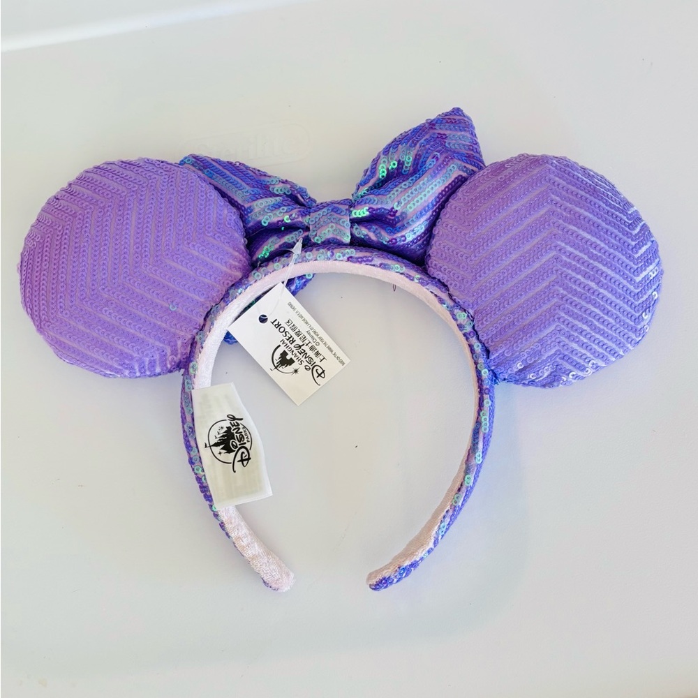 Disney Parks Shanghai DisneylandMinnie Mouse purple iridescent bow ears headband - Picture 3 of 3